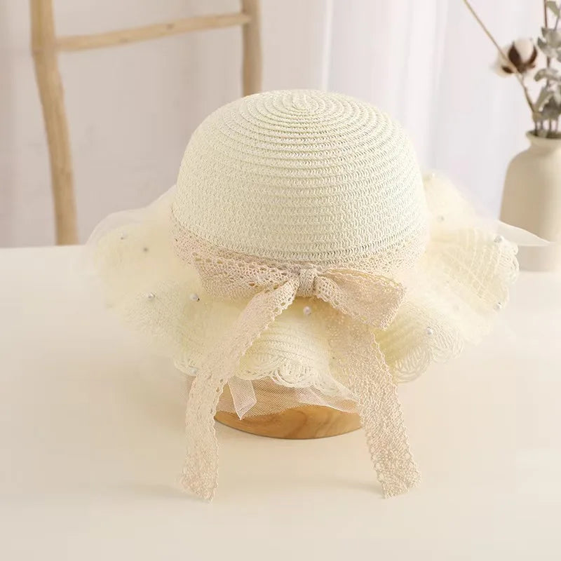 Lace Flower Kids Beach Straw Hat