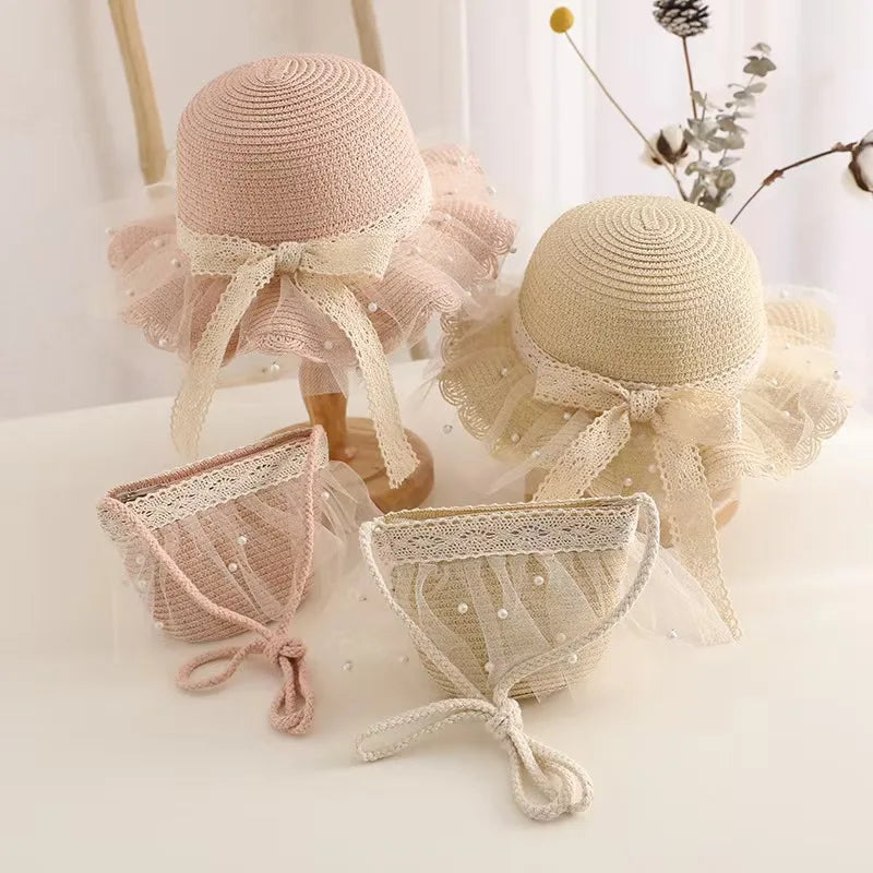 Lace Flower Kids Beach Straw Hat