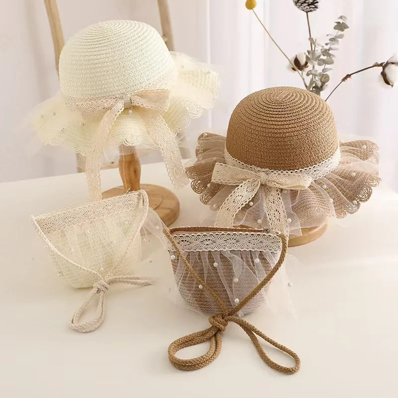 Lace Flower Kids Beach Straw Hat