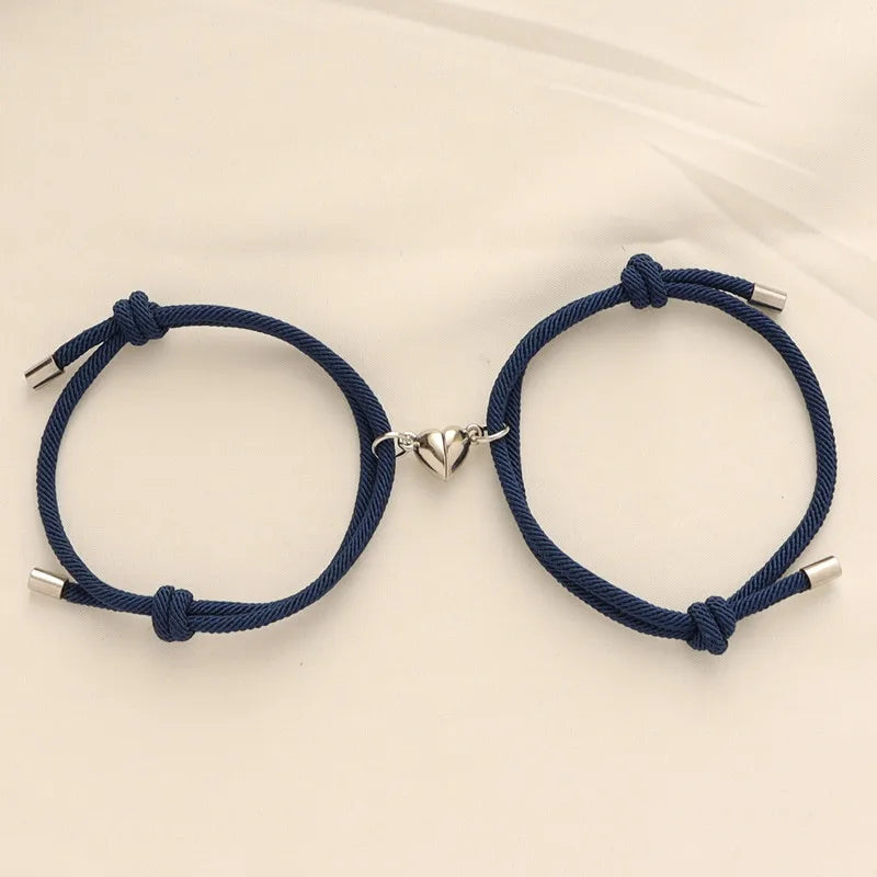 Lovers Woven Rope Magnetic Heart Bracelet
