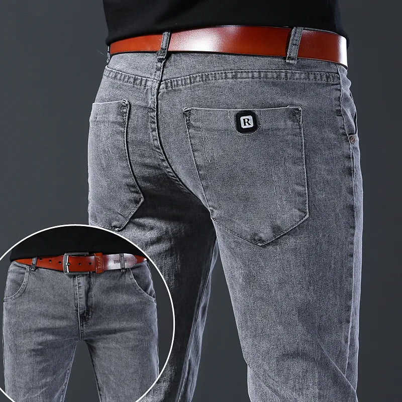 Men Korean Style Middle Waist Jeans