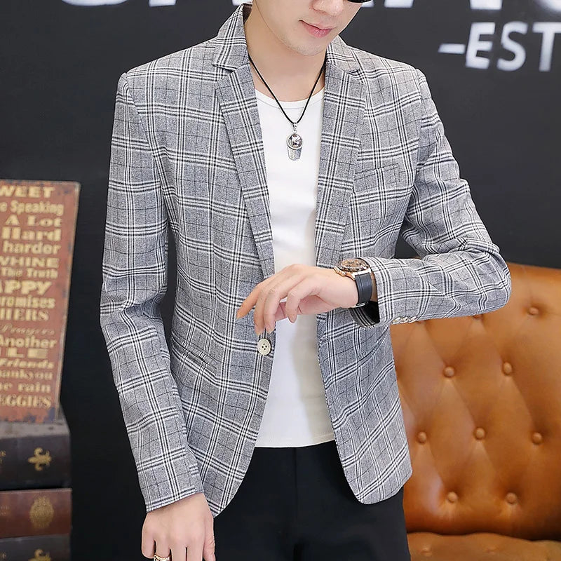 Blazer homme coupe slim élégant à simple boutonnage et revers crantés