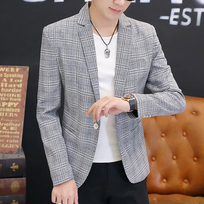 Blazer homme coupe slim élégant à simple boutonnage et revers crantés