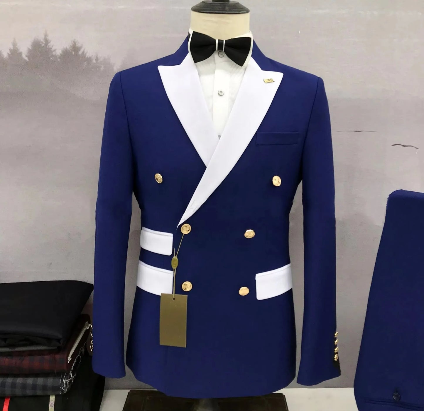 Men's Peak Lapel Double Breasted Wedding Suit