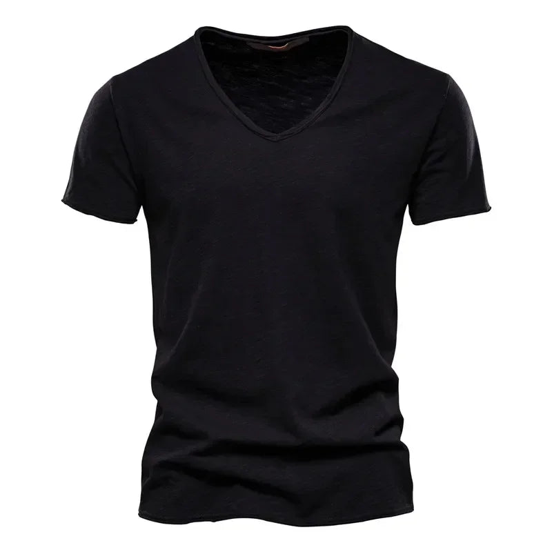 Men V-Neck Cotton Short Sleeve T-Shirts