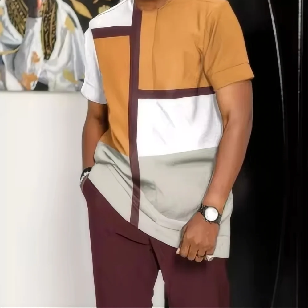 Men's 2-Piece Summer Short Sleeve 3D Printed Suit