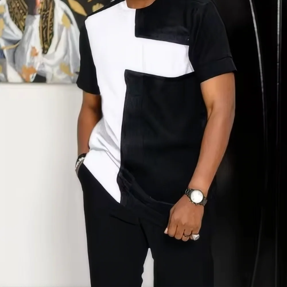 Men's 2-Piece Summer Short Sleeve 3D Printed Suit