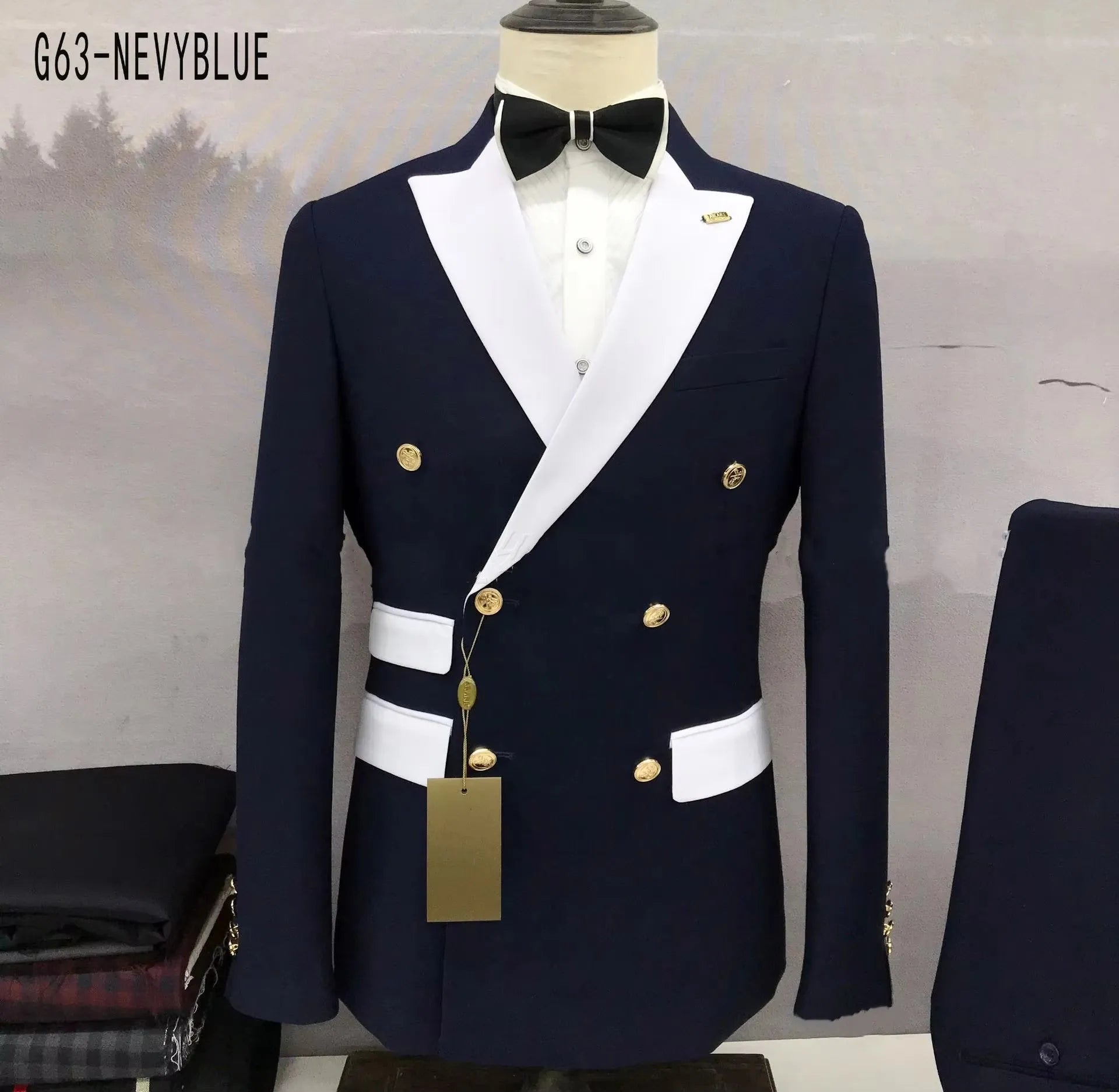 Men's 2-Piece Peak Lapel Double Breasted Wedding Suit