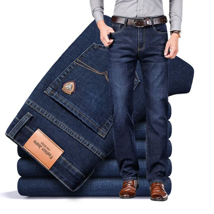 Men's Business Casual Fitted Straight Denim Jeans