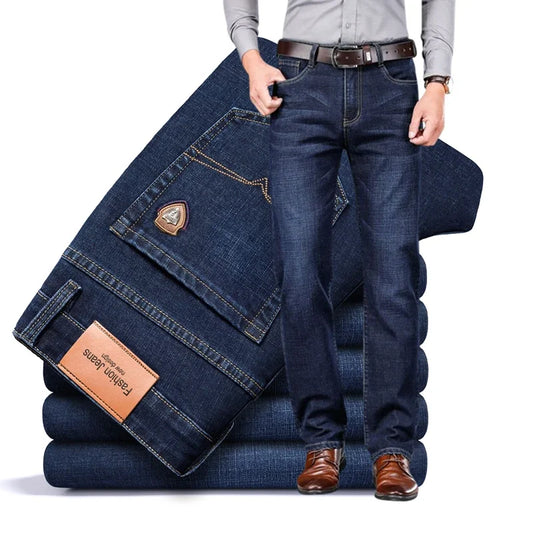 Men's Business Casual Fitted Straight Denim Jeans