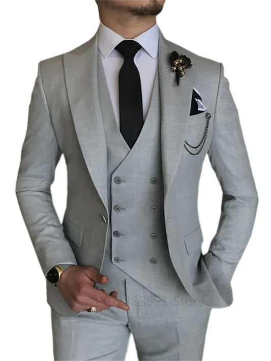 Men's Formal Wedding Lapel Slim Fit 3 Piece Suit