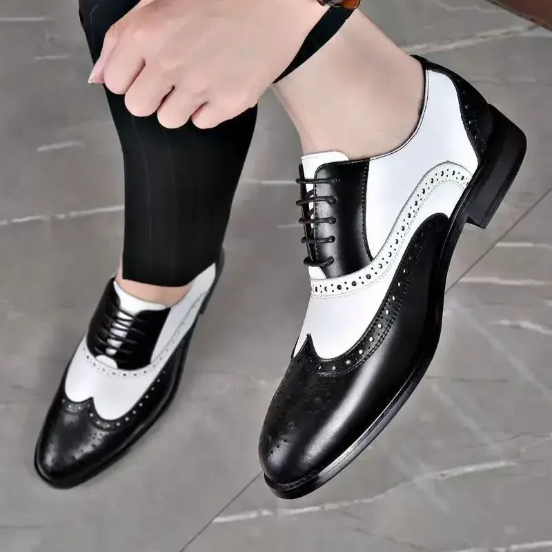 Men's Round Toe Wedding Lace-Up Dress Shoes