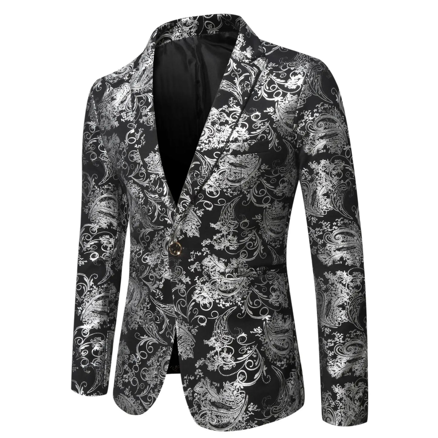 Men's Slim Fit Printed Floral Suit Blazer