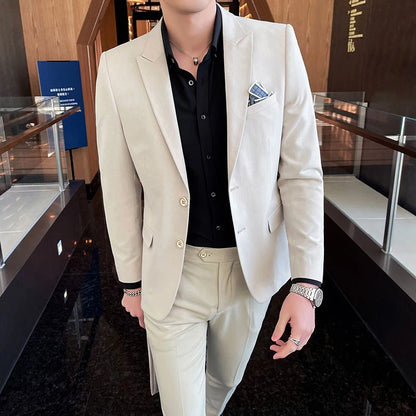 Men's Slim Fit Three-Piece High-End Wedding Party Suit
