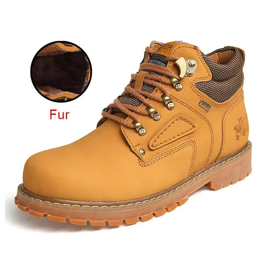 Wasserdichte, warme Winter-Sicherheitsstiefel für Herren aus Leder 