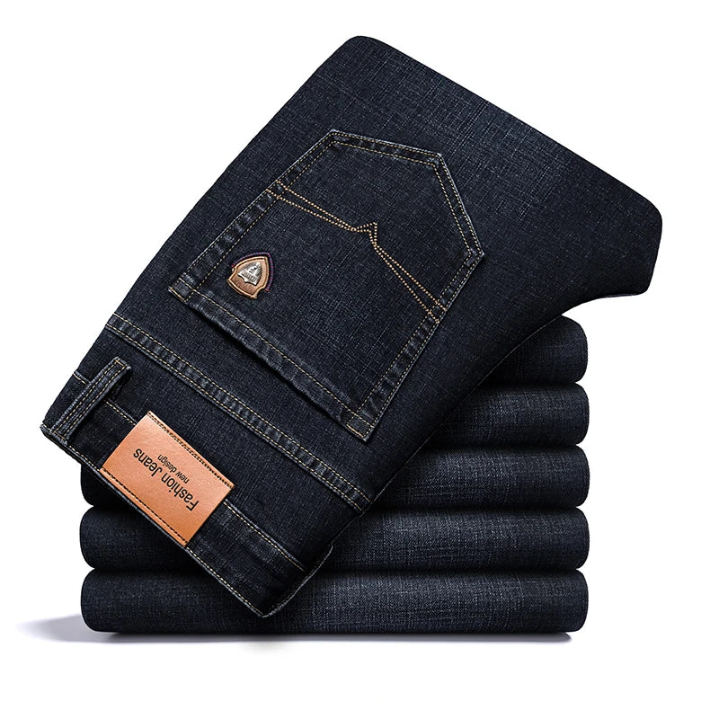 Men's Business Casual Fitted Straight Denim Jeans