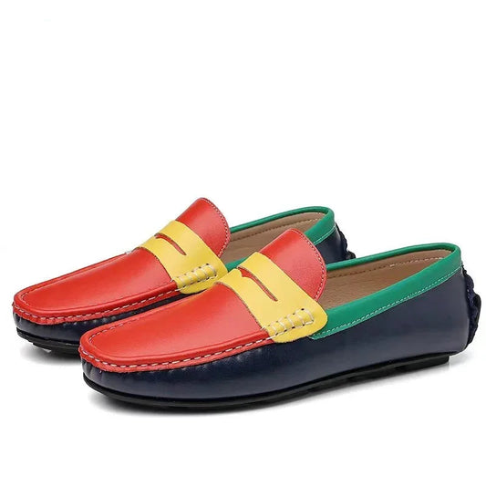 Mocassins à enfiler en cuir véritable pour hommes