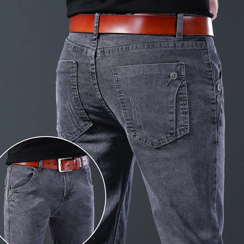 Men Korean Style Middle Waist Jeans