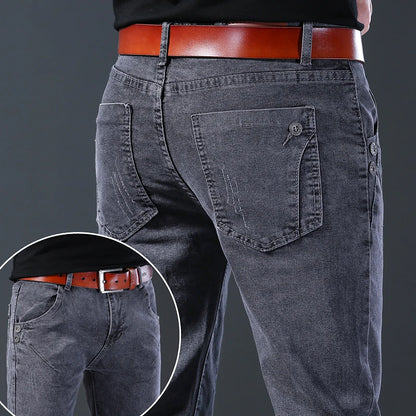 Men Korean Style Middle Waist Jeans