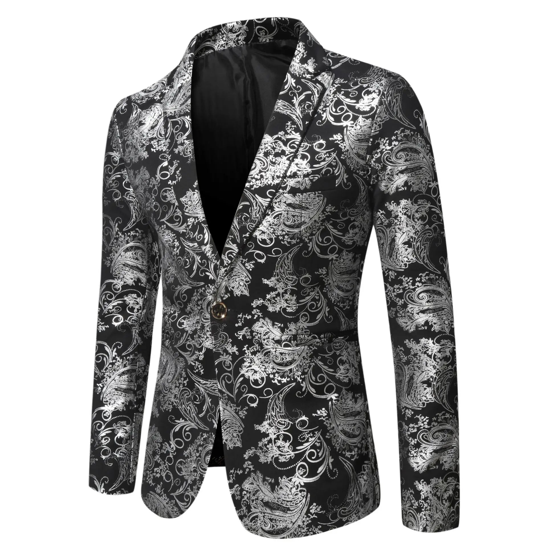 Blazer de costume imprimé floral coupe slim pour homme 