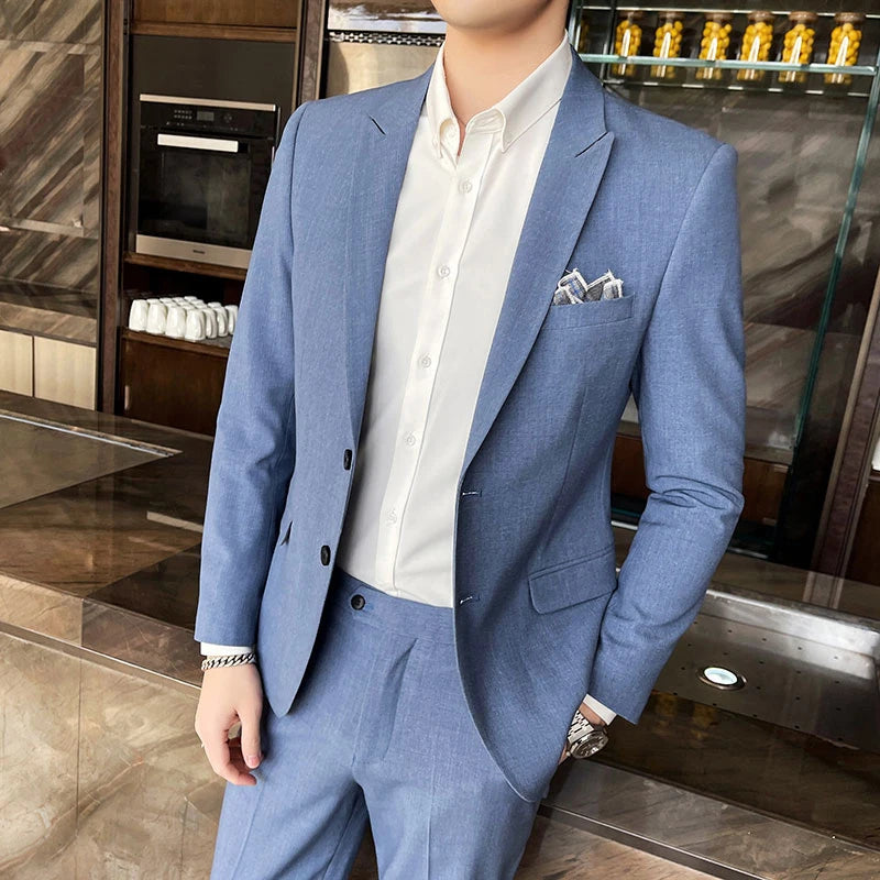 Men's Slim Fit Three-Piece High-End Wedding Party Suit