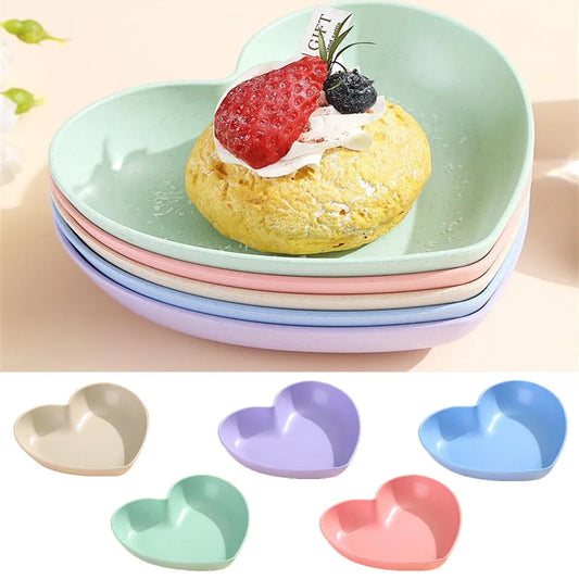 Mini Love Heart Shape Plate - Storage Wheat Straw Bowl