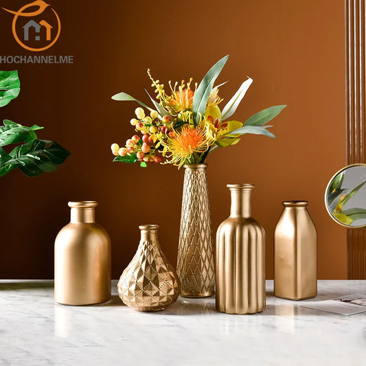 Modern Nordic Rose Gold Glass Vase Home Decor
