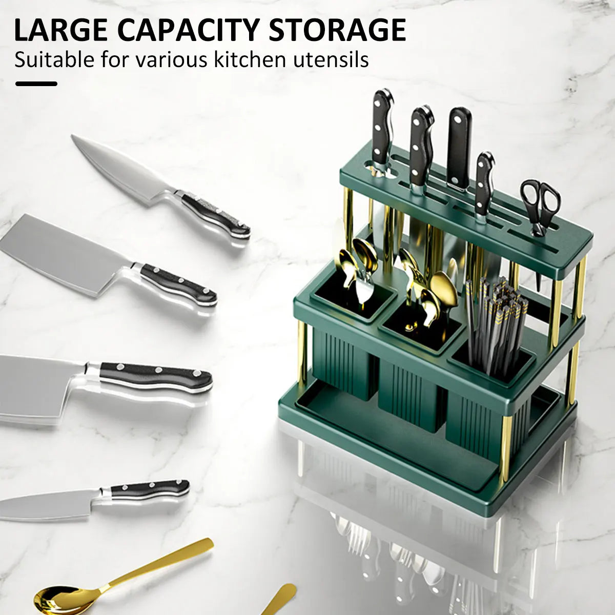 Multi-Function Kitchen Knife Holder Organizer Rack