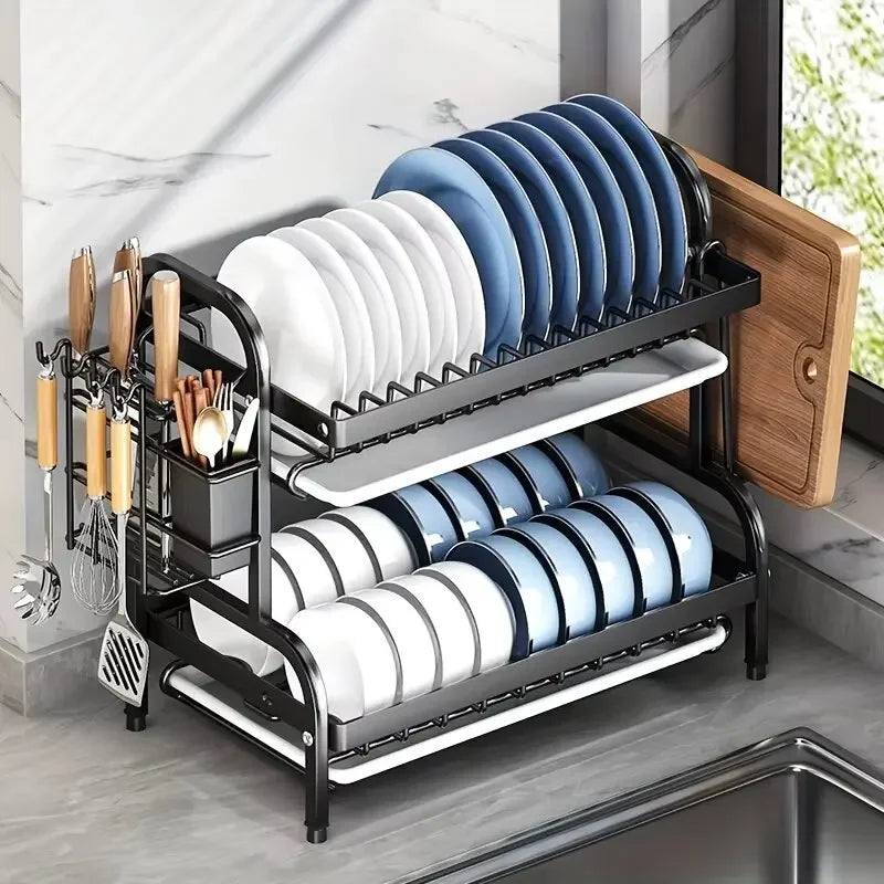 Multi-Functional 2-Tier Kitchen Dish Drainer