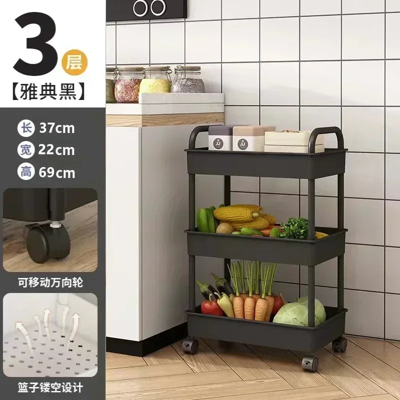 Multi-Layer Kitchen Floor Trolley Storage Rack