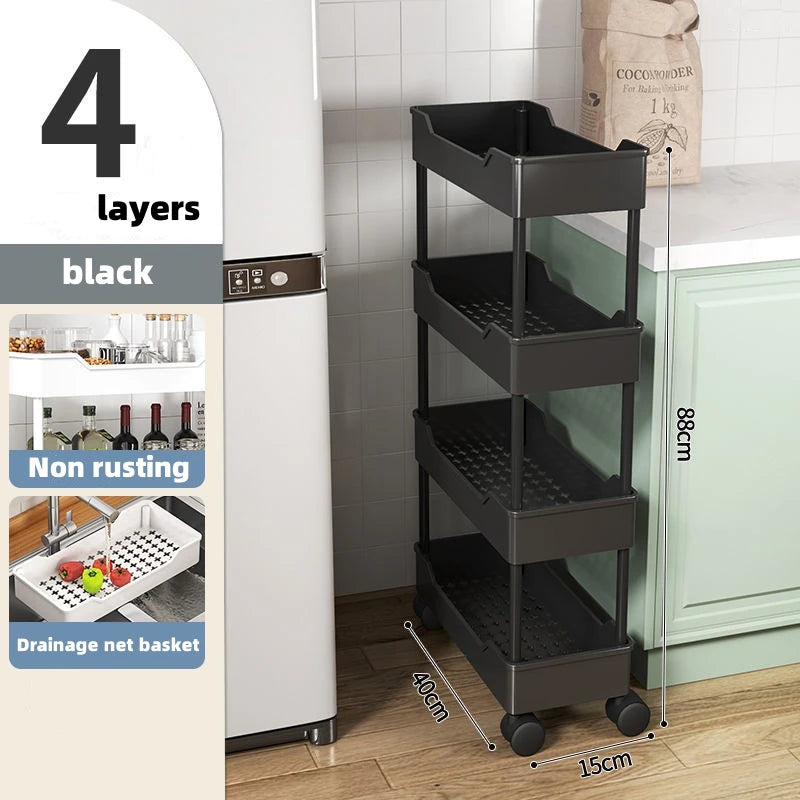 Multi-Layer Household Storage Rack with Wheels