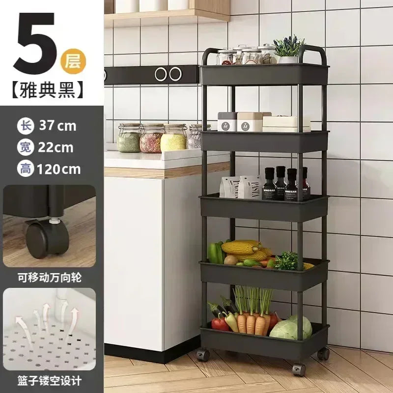 Multi-Layer Kitchen Floor Trolley Storage Rack