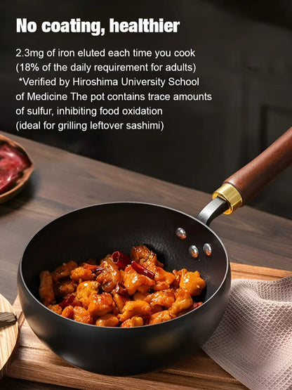 Poêle à frire antiadhésive à fond plat - Poêle à sauter à manivelle 