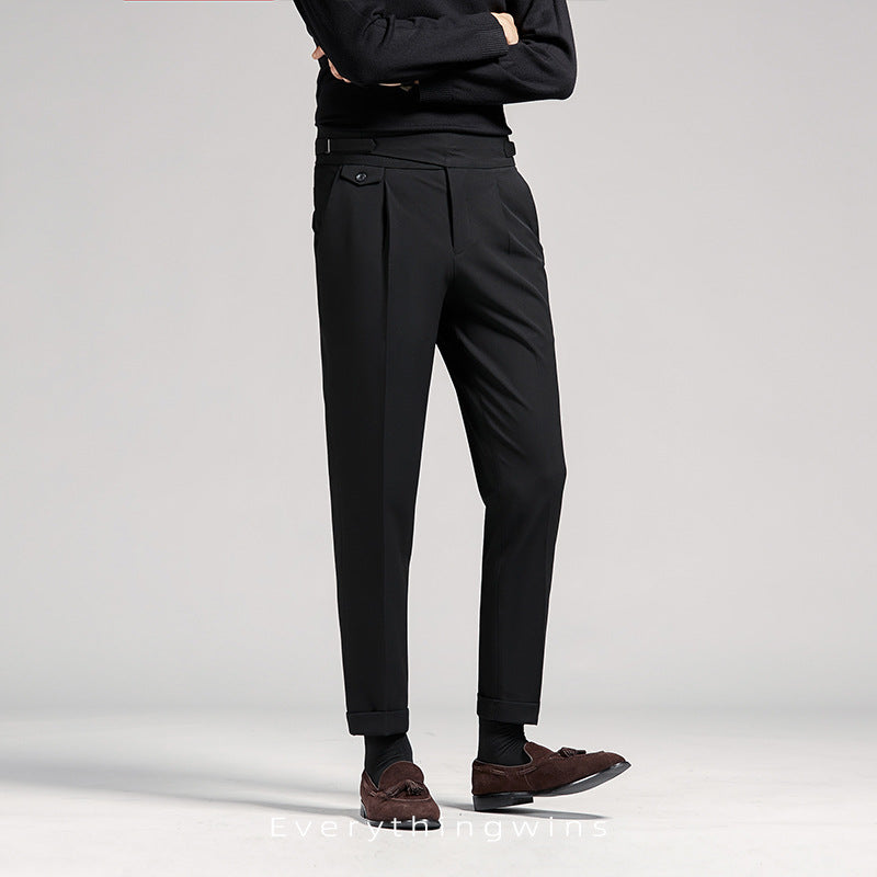 Pantalon de costume d'affaires slim et ajusté taille haute pour hommes