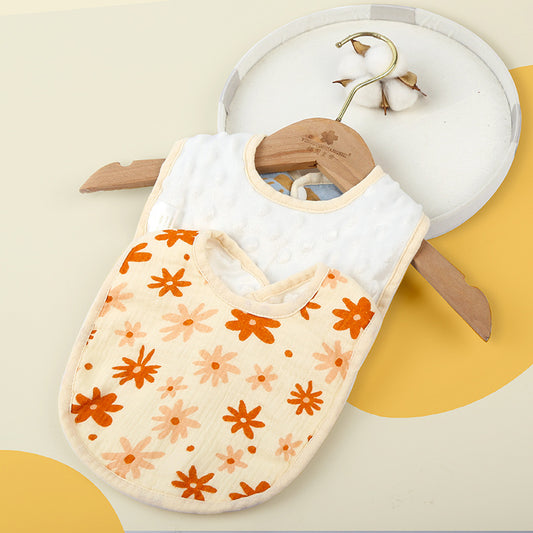 Ensemble bavoir et bonnet en velours pour bébé 100 % coton