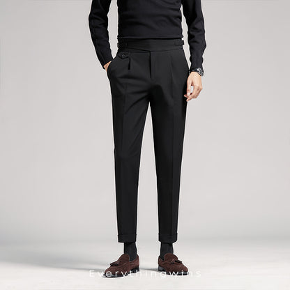 Pantalon de costume d'affaires slim et ajusté taille haute pour hommes