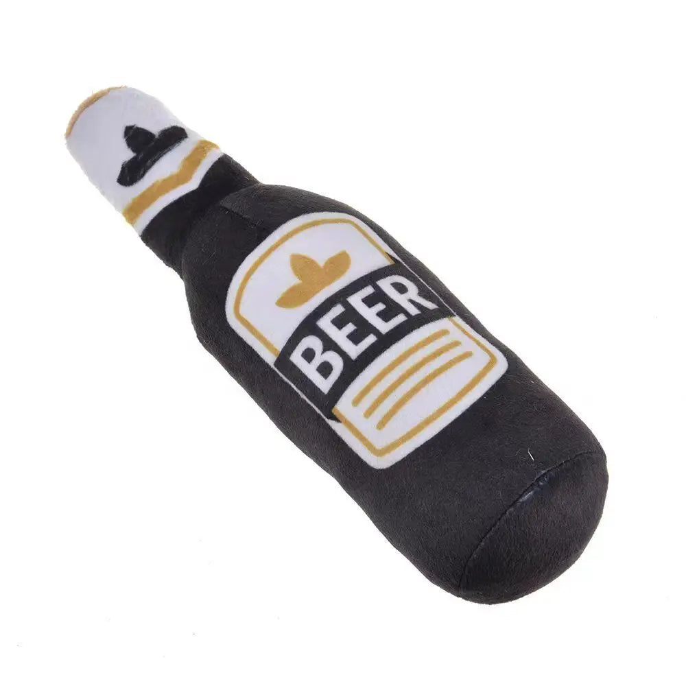Plush Champagne Bottle Dog Toy