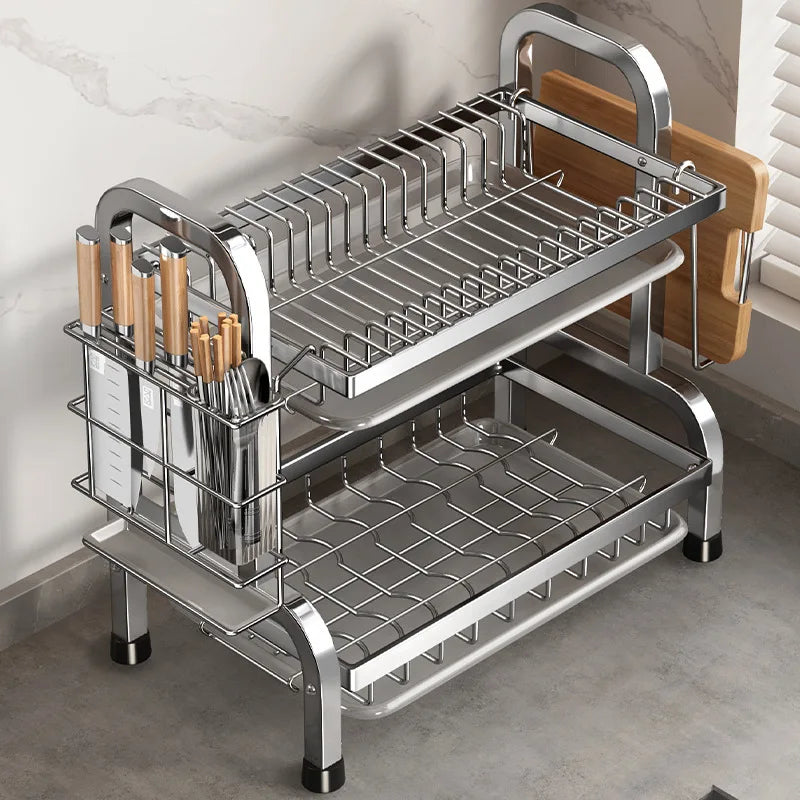 Rust-Proof Dish Drying Rack - Stainless Steel Kitchen Organizer Shelf