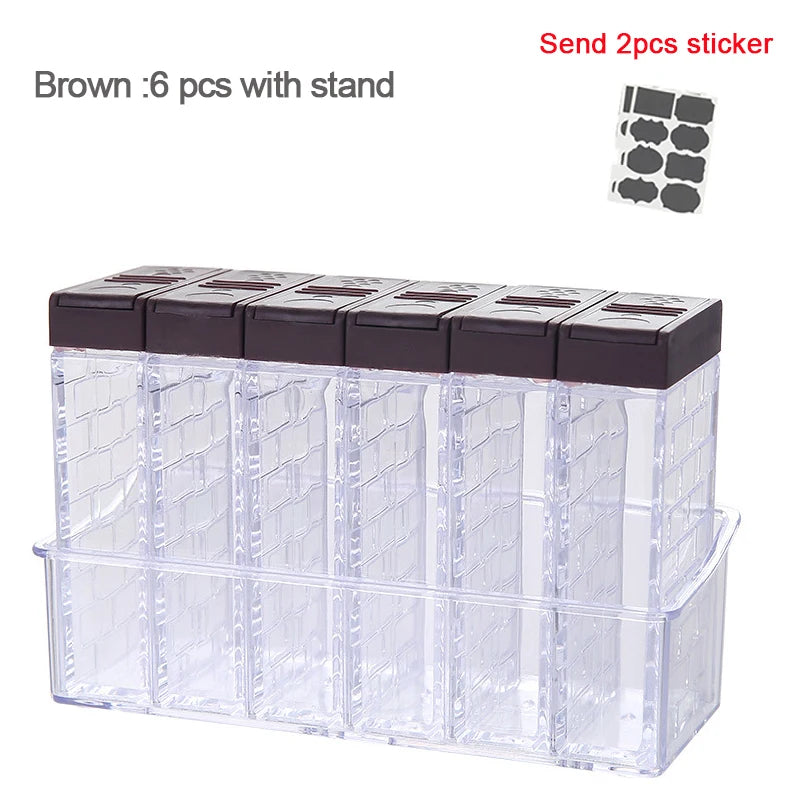 6-Piece Transparent Spice Seasoning Storage Set