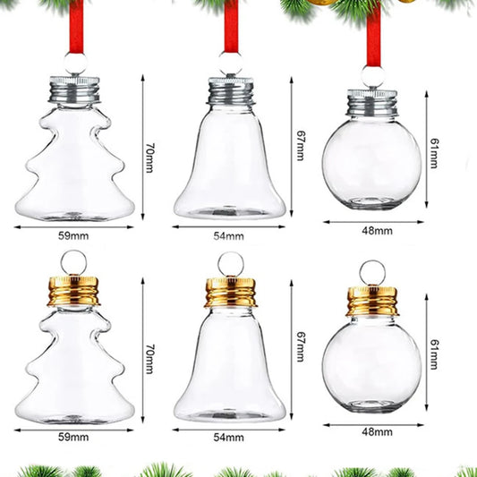 Lot de 10 décorations de sapin de Noël transparentes à remplir