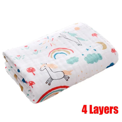 6-Layer Cotton Cartoon Baby Bath Towel