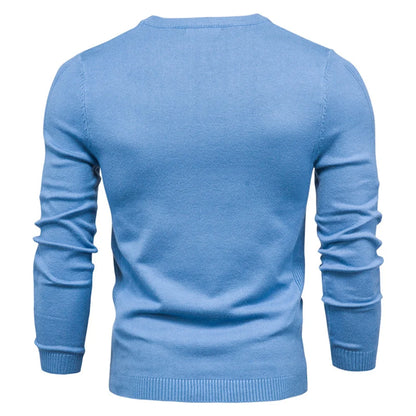 Pull Slim à Manches Longues et Col Rond de Couleur Unie pour Hommes