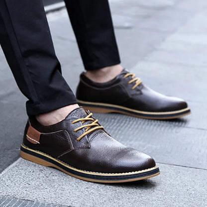 Genuine Leather Casual Sneakers for Men