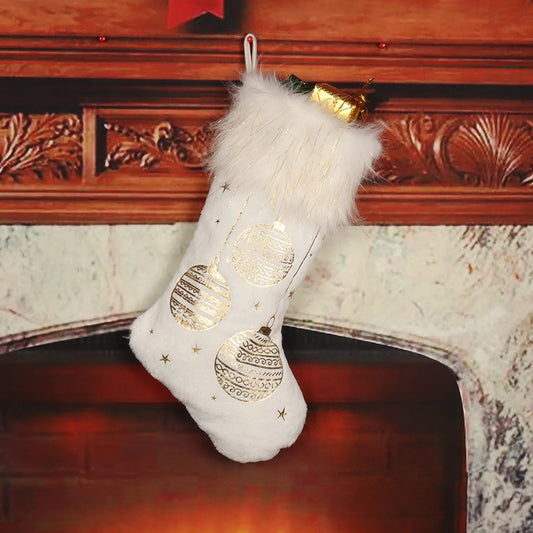 Grandes chaussettes de Noël en peluche blanche