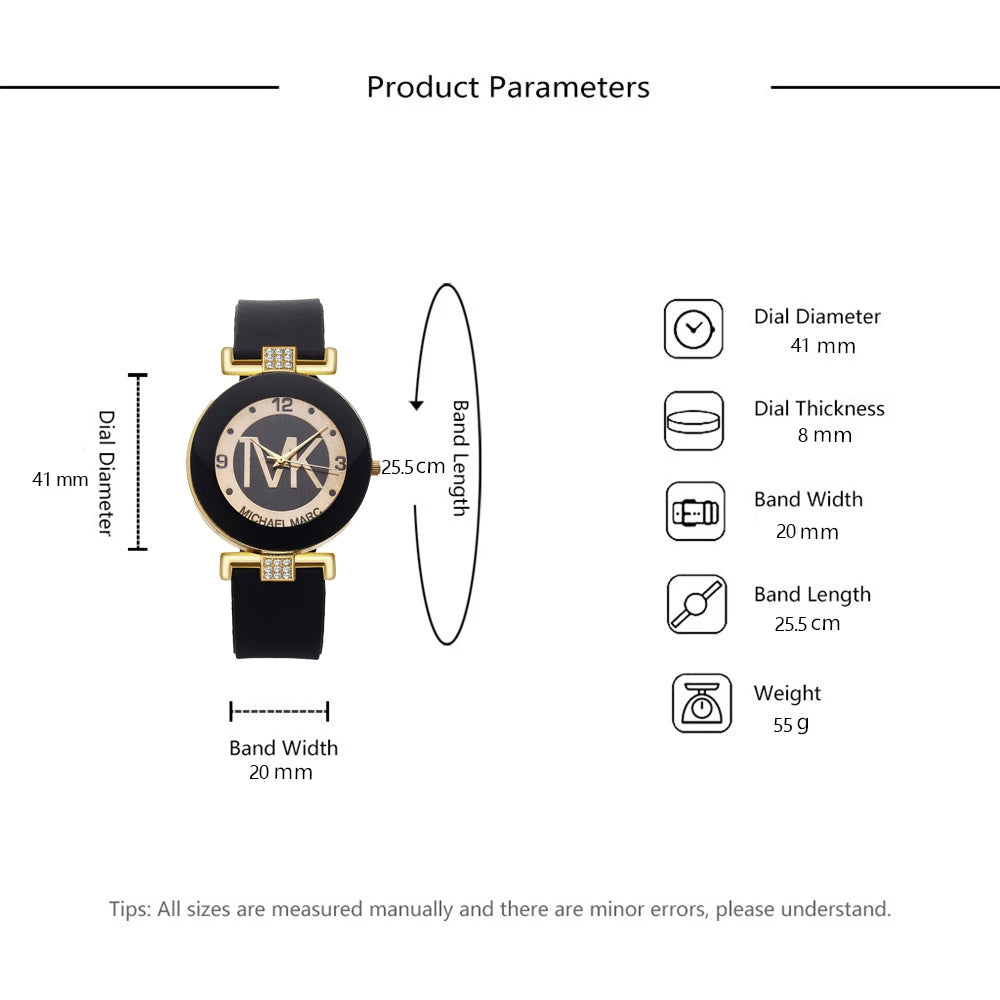 Women's Rhinestone Casual Round Strap Quartz Watches