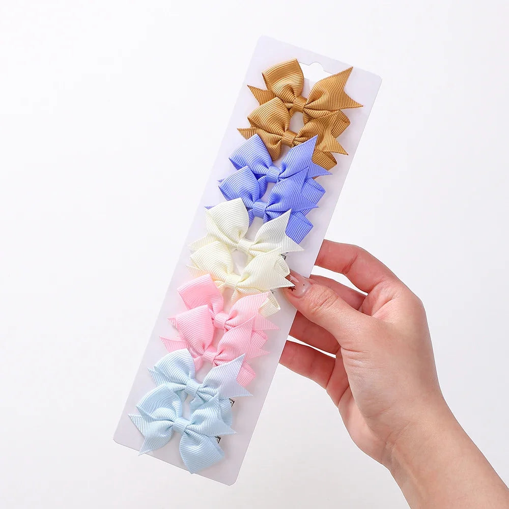 Ensemble de pinces à cheveux pour enfants avec ruban gros-grain coloré
