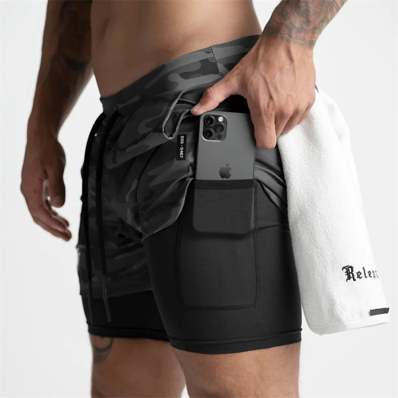 Summer Quick-Dry Double-Layer Gym Shorts for Men