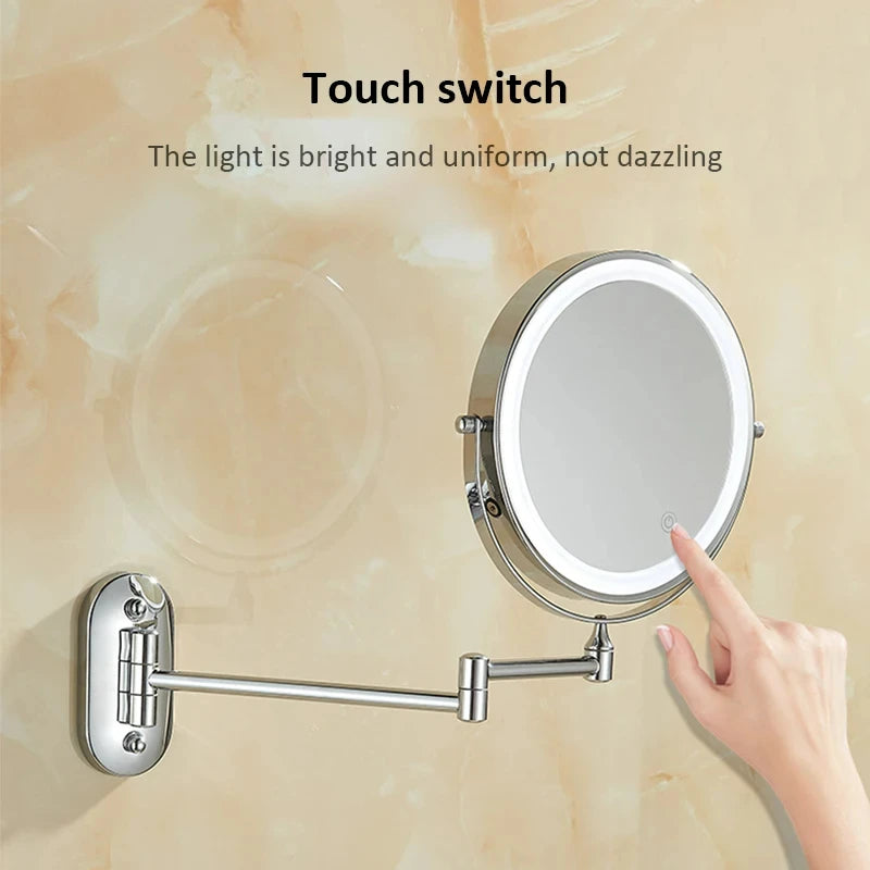 Rechargeable Wall Mounted Lighted Folding Mirror
