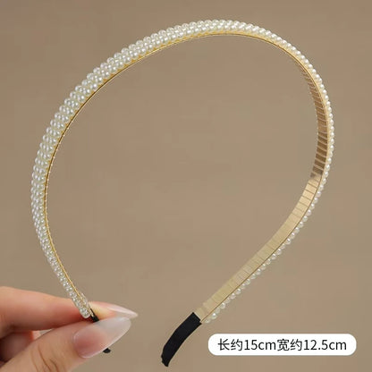 Bandeau à cheveux rond chic fait main pour femme, orné de perles 