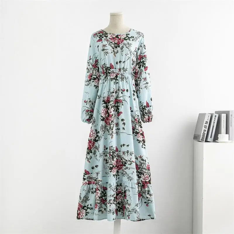 Floral Printed Muslim Maxi Dress